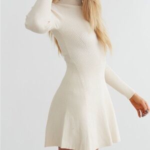 Zara Cream Long Sleeve Knit Dress